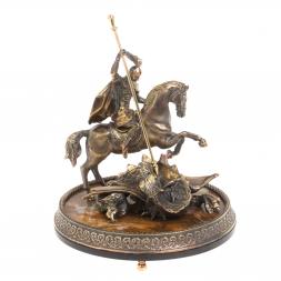 Cтатуэтка "Святой Георгий Победоносец" из бронзы и яшмы