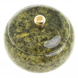 Шкатулка круглая "Жемчужина" камень змеевик 8х8х7 см