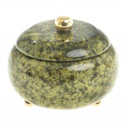 Шкатулка круглая "Жемчужина" камень змеевик 8х8х7 см