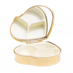 Таблетница &quot;Сердце&quot; на 3 отделения змеевик цвет золото