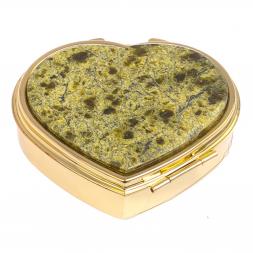 Таблетница &quot;Сердце&quot; на 3 отделения змеевик цвет золото