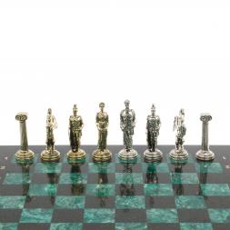 Шахматы "Восточные" доска 40х40 см из змеевика фигуры металл