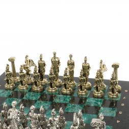 Шахматы "Восточные" доска 40х40 см из змеевика фигуры металл