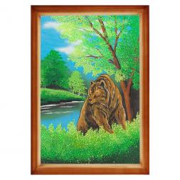 Картина "Медведь" багет дерево 46х66 см, каменная крошка