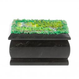 Шкатулка "Летний пейзаж" змеевик каменная крошка 10х6,5х6 см