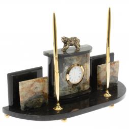 Настольный прибор "Медведь" из офиокальцита