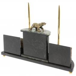 Настольный прибор "Медведь" из офиокальцита