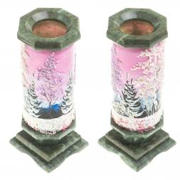 Ваза из камня "Зимний пейзаж" 8,5х8,5х20,5 см