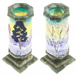 Ваза из камня "Зимний пейзаж" 8,5х8,5х20,5 см