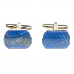 Запонки камень лазурит закругленные