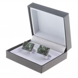 Запонки камень серафинит прямоугольные