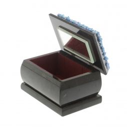 Шкатулка "Зимний пейзаж с домиком" змеевик каменная крошка 10х6,5х6 см