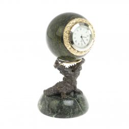 Настольные часы шар "Крокодил" из камня и бронзы