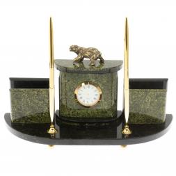 Письменный прибор "Медведь" из змеевика