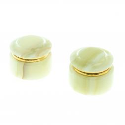 Шкатулка из оникса "Грибок" бело-зеленая 6,4х4,7 см (2,5)