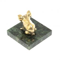 Статуэтка "Поросенок сидит" шабровский змеевик бронза