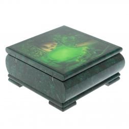 Шкатулка "Хозяйка медной горы" из змеевика 18х18хх8 см