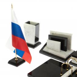 Письменный набор &amp;quot;Бюрократ&amp;quot; с гербом РФ из мрамора