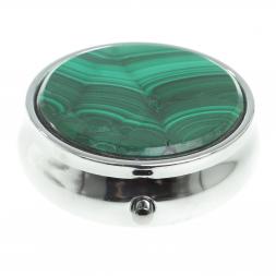 Таблетница на 3 отсека камень малахит цвет серебро