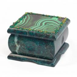 Шкатулка с иллюстрацией под малахит 10х10х7 см