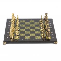 Шахматы бронзовые "Римские" доска змеевик 40х40 см