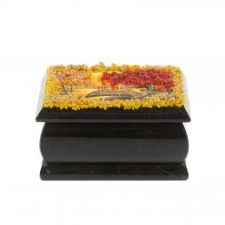 Шкатулка "Осенний пейзаж" змеевик каменная крошка 10х6,5х6 см