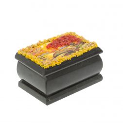 Шкатулка "Осенний пейзаж" змеевик каменная крошка 10х6,5х6 см