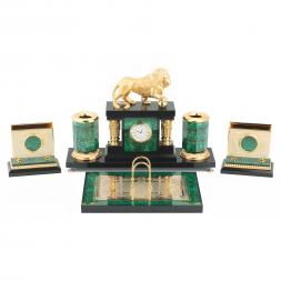 Настольный набор "Лев" малахит долерит