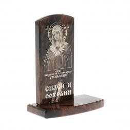 Икона настольная "Образ пресвятой богородицы "Умиление"" камень обсидиан