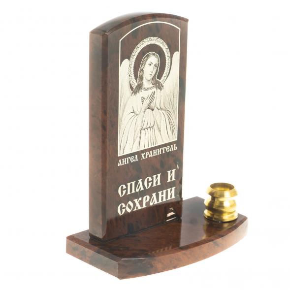 Икона с подсвечником &amp;quot;Ангел Хранитель&amp;quot; камень обсидиан 123009