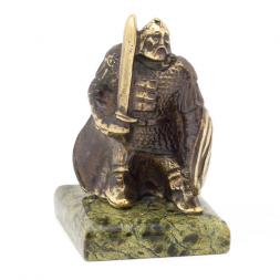 Статуэтка "Богатырь с мечом" бронза змеевик