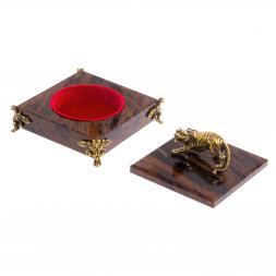 Шкатулка из обсидиана "Тигр" 12х12х6 см