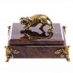 Шкатулка из обсидиана "Тигр" 12х12х6 см