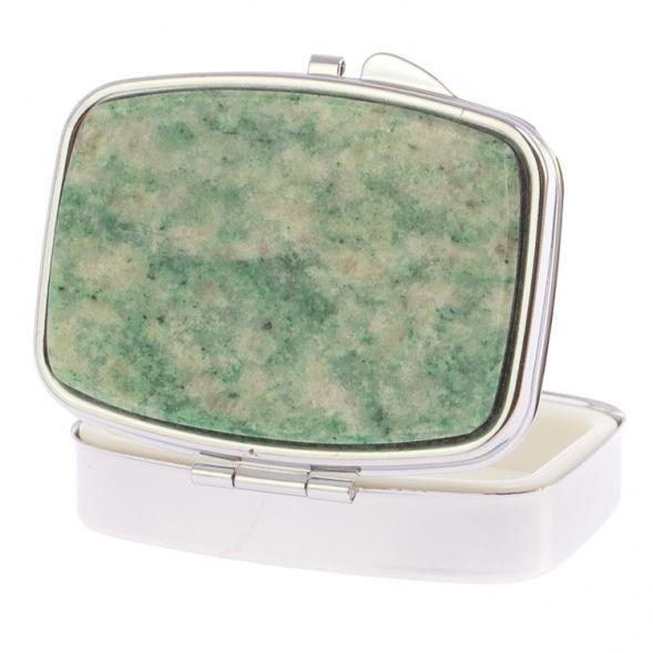 Таблетница на 2 отделения камень лиственит цвет серебро 125945