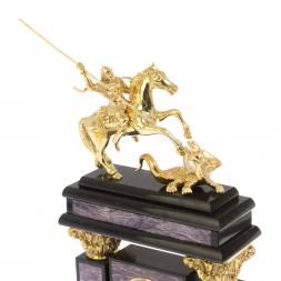 Каминные часы из чароита "Георгий Победоносец"