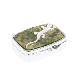 Таблетница на 2 отделения змеевик с ящерицей цвет серебро