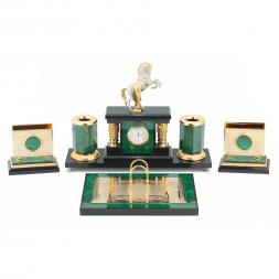 Настольный набор "Конь с попоной" малахит долерит