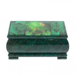 Шкатулка "Хозяйка медной горы" из змеевика 18х10х8,5 см