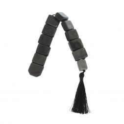 Четки из серого обсидиана перекидные 12 зерен с кисточкой