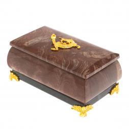 Шкатулка их лемезита с ящерицей 10,5х6х5,5 см