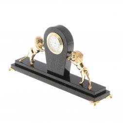 Часы настольные "Два льва" бронза долерит