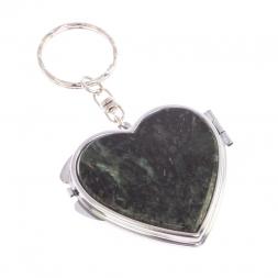 Складное зеркало брелок актинолит Сердце