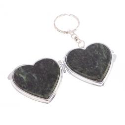 Складное зеркало брелок актинолит Сердце