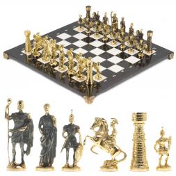 Настольные шахматы "Римские" бронза мрамор 40х40 см