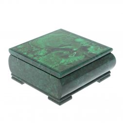 Шкатулка с иллюстрацией под малахит камень змеевик 18х18х8 см