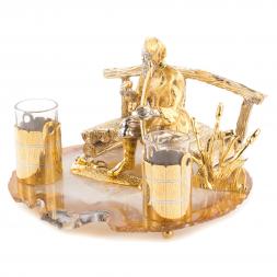 Набор из двух стопок "Отдых на мостике" камень агат Златоуст