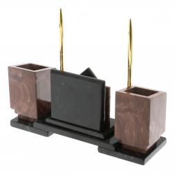 Настольный набор "Офисный" из лемезита с часами