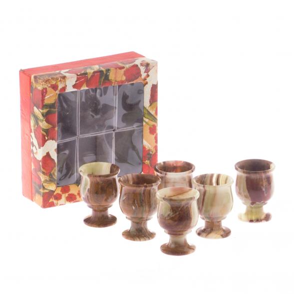 Набор рюмок на ножке &amp;quot;Тюльпан&amp;quot; 50 мл камень оникс 6 шт 5,2х7 см в коробке (2х3) 121902