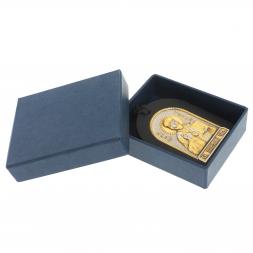 Оберег в автомобиль с иконой &amp;quot;Николай Чудотворец&amp;quot; черная кожа Златоуст