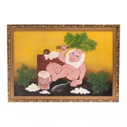 Картина из каменной крошки "Банька" багет 49х69 см